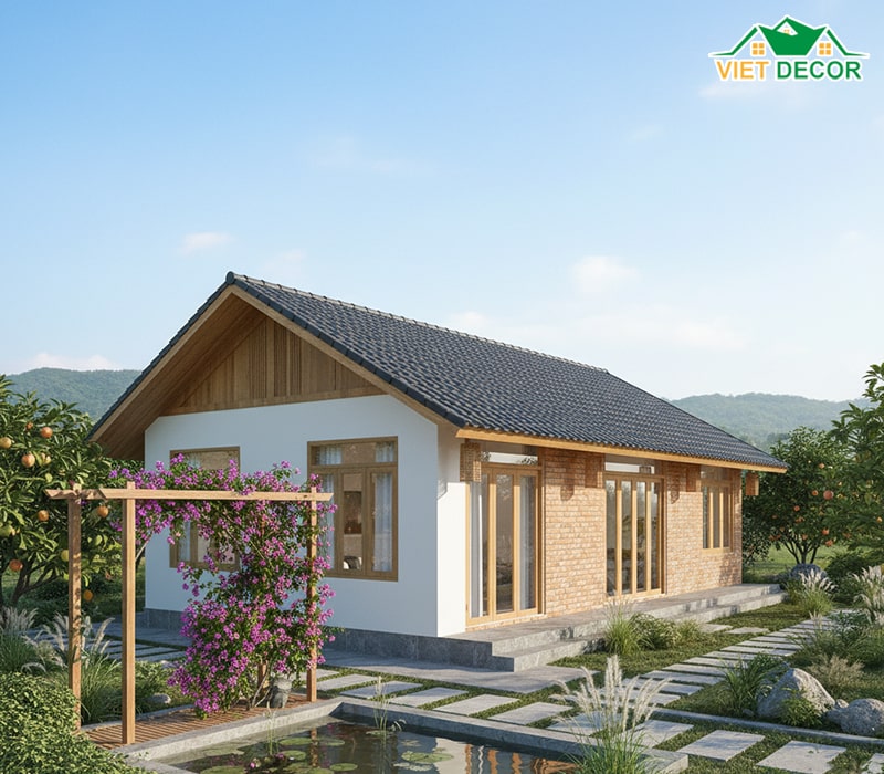 Mẫu nhà cấp 4 80m2 3 phòng ngủ ở nông thôn