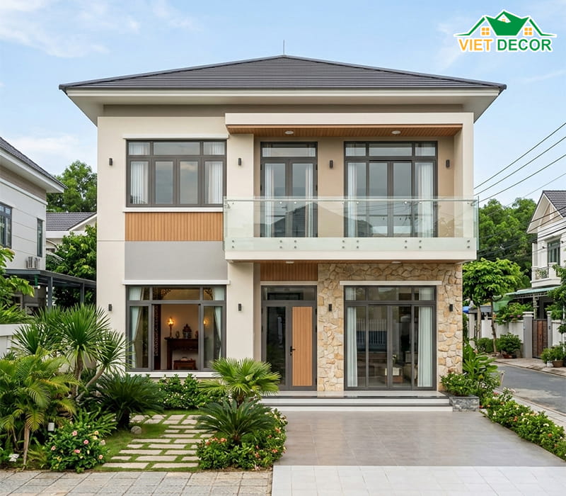 Mẫu nhà 2 tầng 4 phòng ngủ 1 phòng thờ