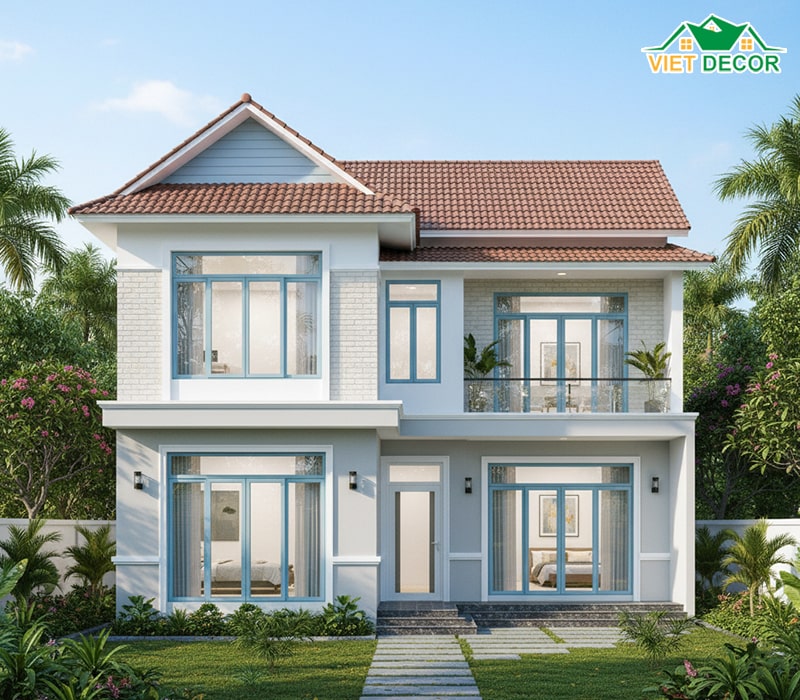 Mẫu nhà 2 tầng 4 phòng ngủ mái Thái dưới 1 tỷ