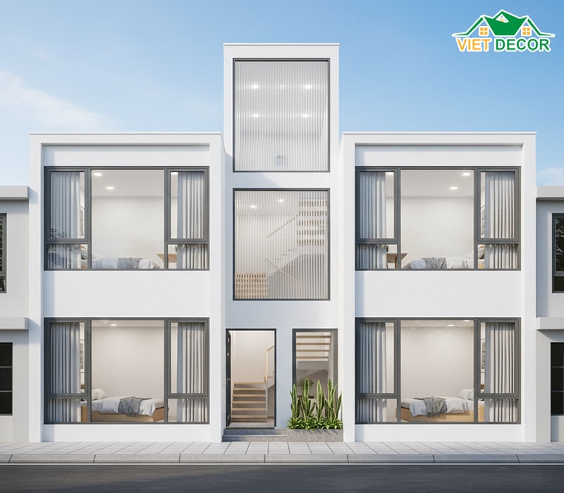 Mẫu nhà 2 tầng 4 phòng ngủ mái Nhật hiện đại