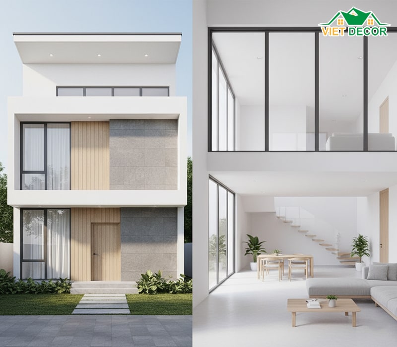Mẫu nhà ống 2 tầng 4 phòng ngủ (Giải pháp cho đất hẹp)