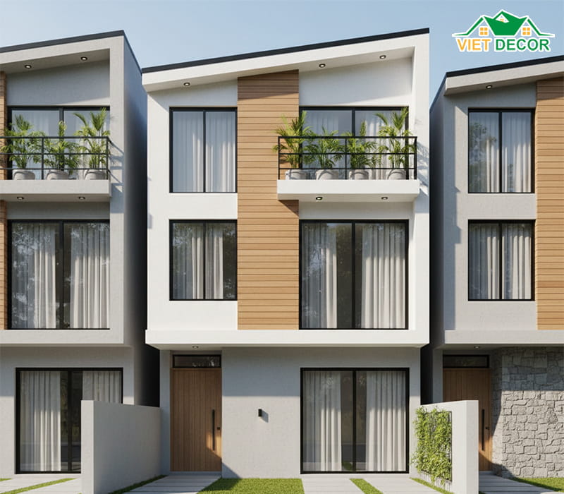 Mẫu nhà ống 2 tầng mái bằng hiện đại