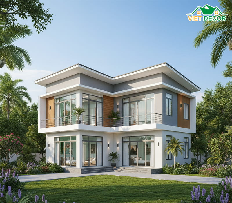 Mẫu nhà 2 tầng chữ L tối ưu diện tích