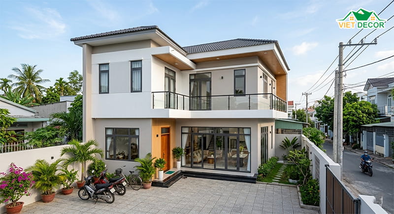 Thiết kế nhà 2 tầng chữ L đẹp giá rẻ