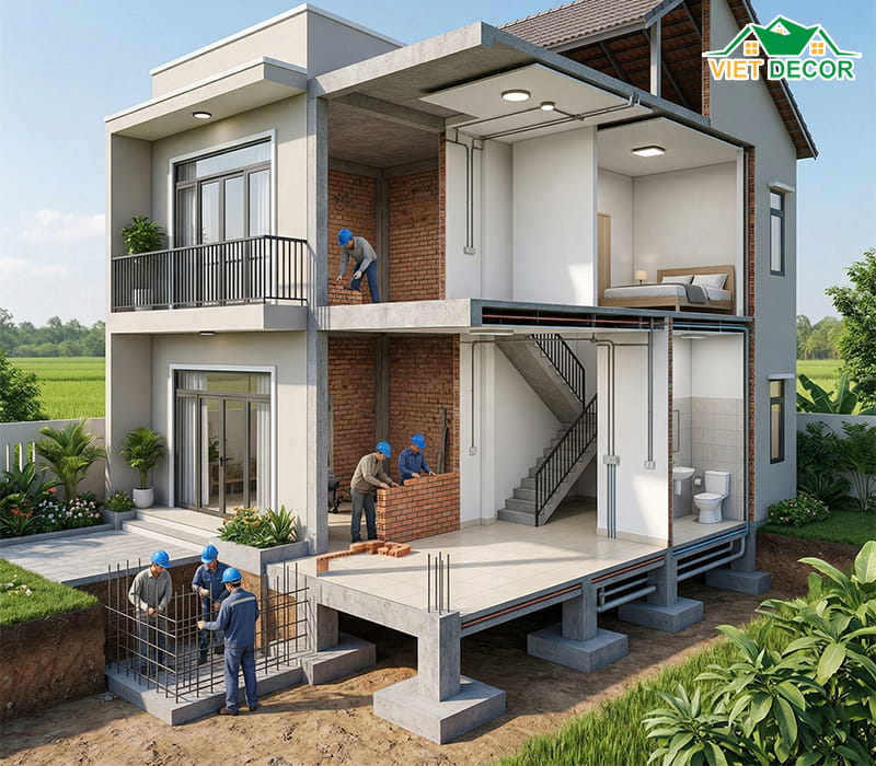 Cách phân bổ chi phí xây nhà 2 tầng 700 triệu hợp lý