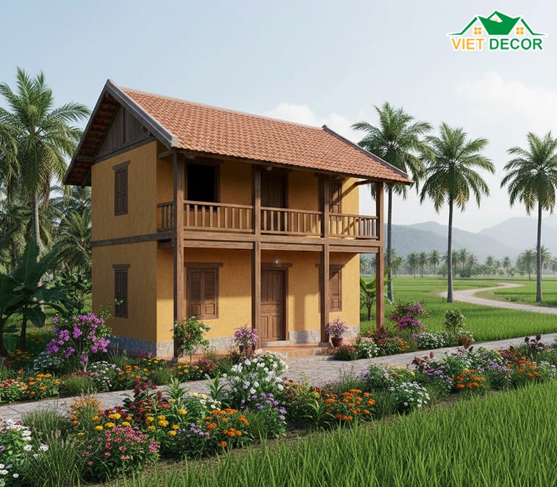 Mẫu nhà 2 tầng phong cách nông trại (farmhouse)