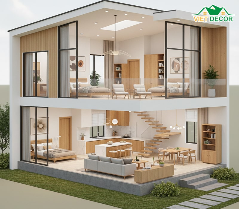 Thiết kế 4 phòng ngủ cho gia đình đông thành viên