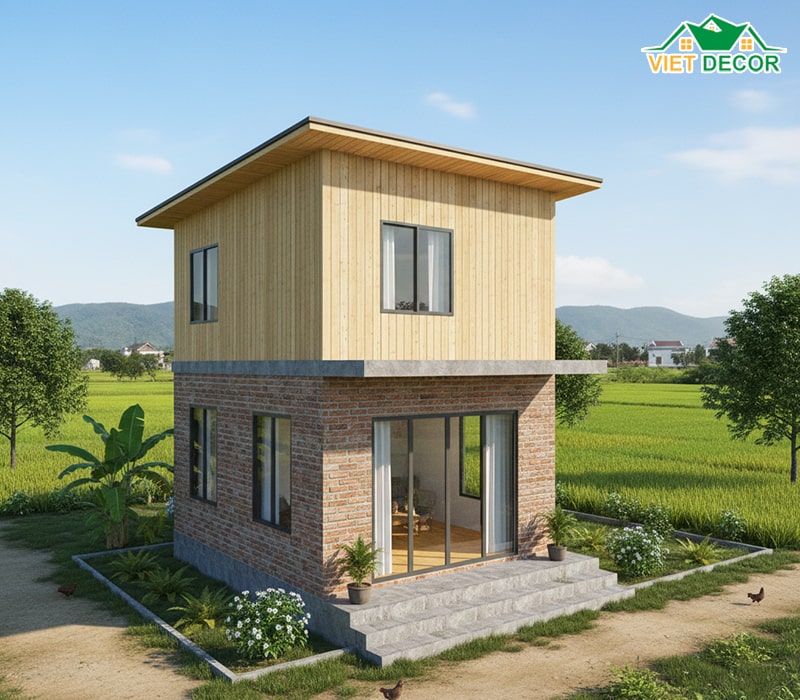Kinh nghiệm xây nhà 2 tầng nông thôn 800 triệu không phát sinh