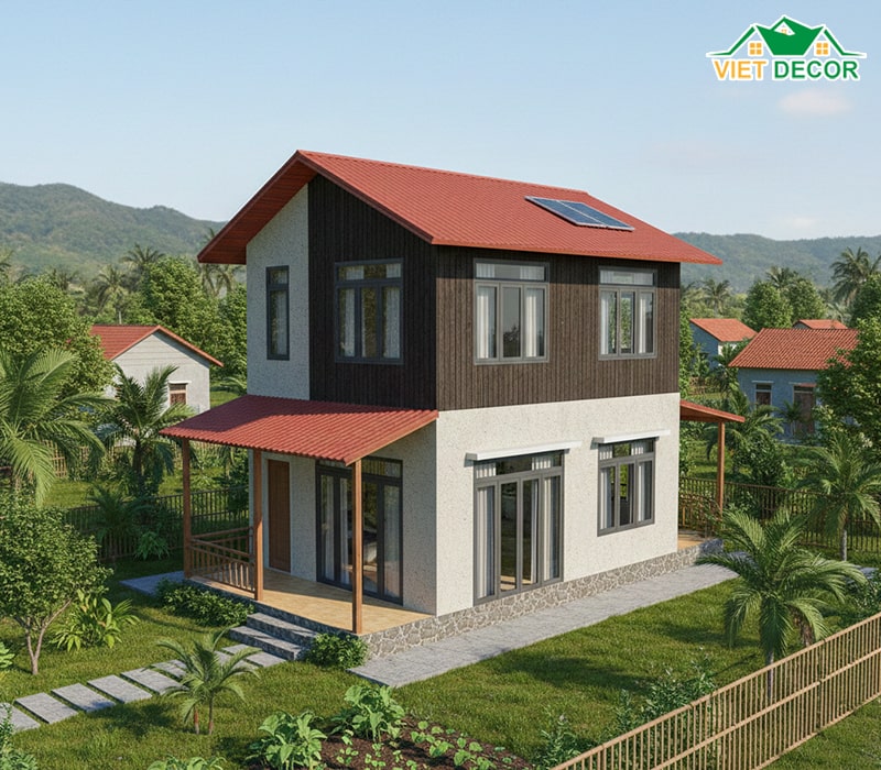 Mẫu nhà vuông 2 tầng tối ưu diện tích