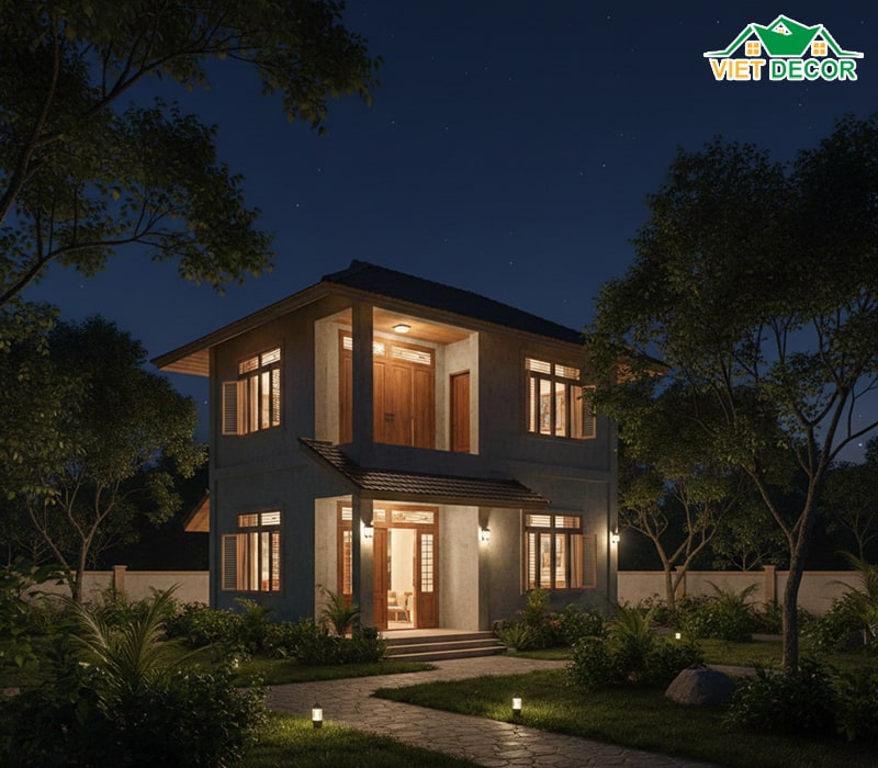 Mẫu nhà vuông 2 tầng tối ưu diện tích