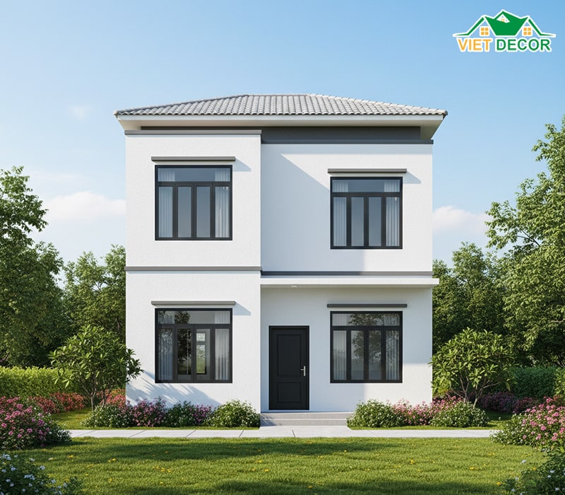 Mẫu nhà vuông 2 tầng tối ưu diện tích