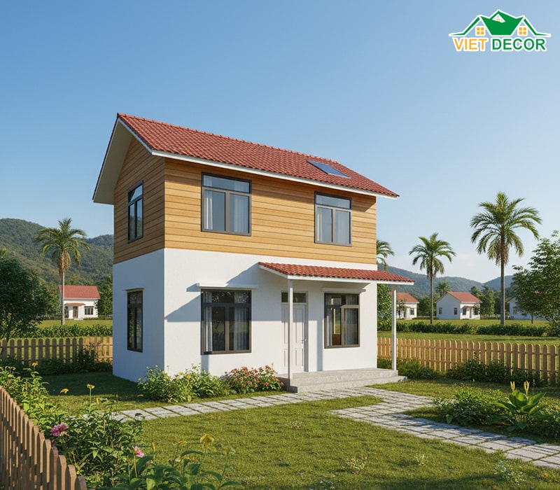 Mẫu nhà 2 tầng có sân vườn kết hợp tiểu cảnh