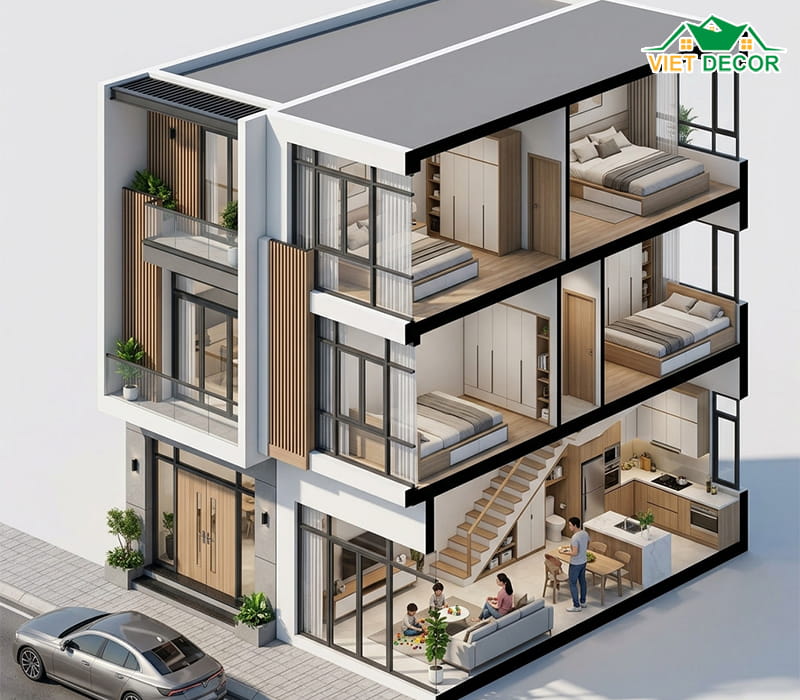 Mẫu nhà ống 2 tầng 4x14m phong cách hiện đại