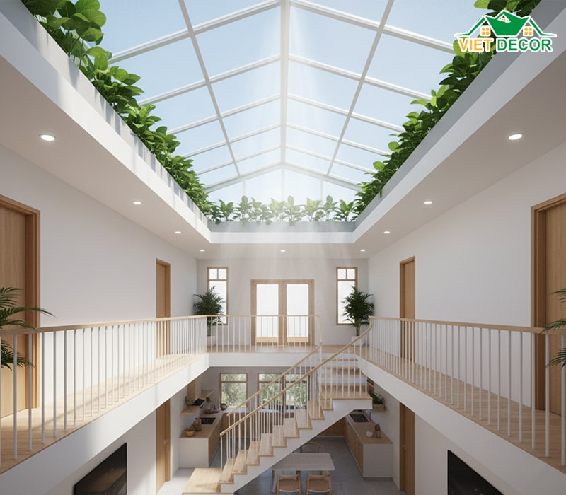 Ý tưởng thiết kế nhà 4x16m 3 tầng có giếng trời