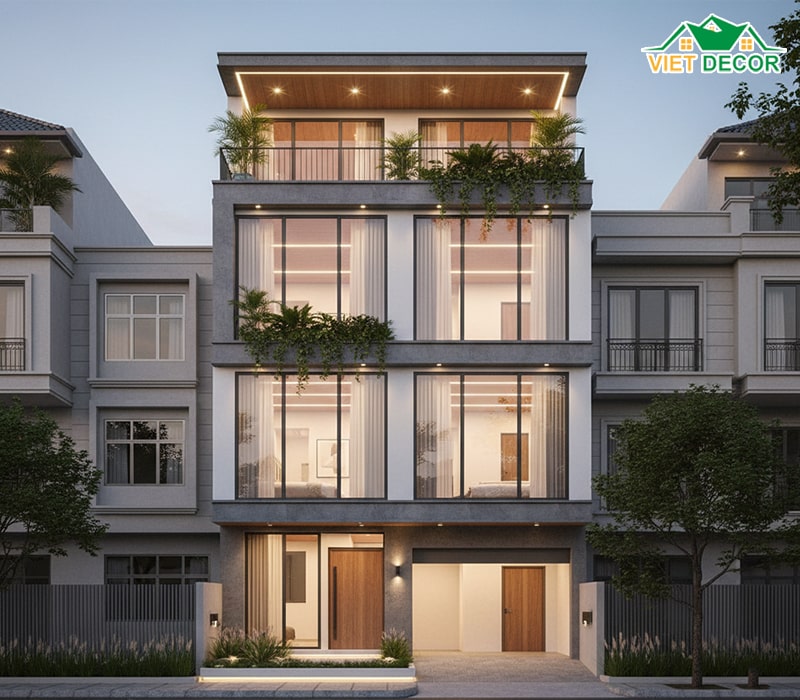 Phối cảnh mặt tiền nhà ống 4x16m 3 tầng ấn tượng