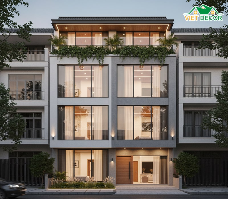 Phối cảnh mặt tiền nhà ống 4x16m 3 tầng ấn tượng