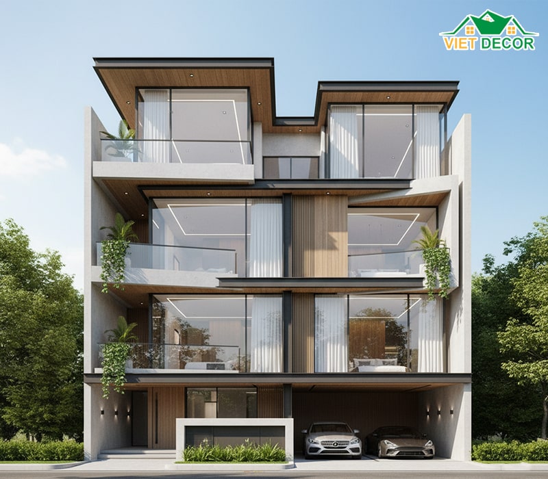 Mẫu nhà 4x16m 3 tầng dạng nhà lệch tầng/mở thoáng