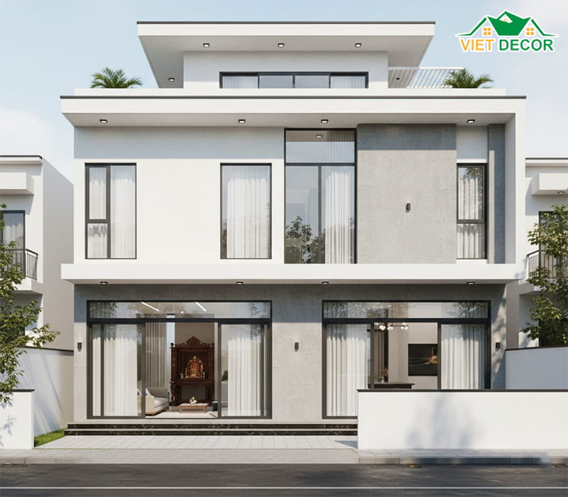 Thiết kế nhà cấp 4 mái bằng tối giản