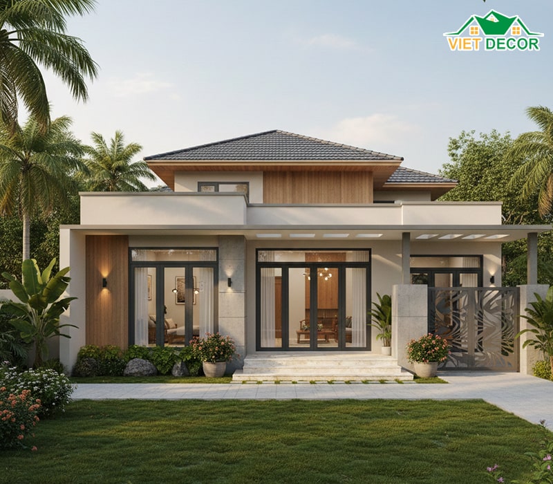 Mẫu nhà cấp 4 120m2 4 phòng ngủ 1 thờ