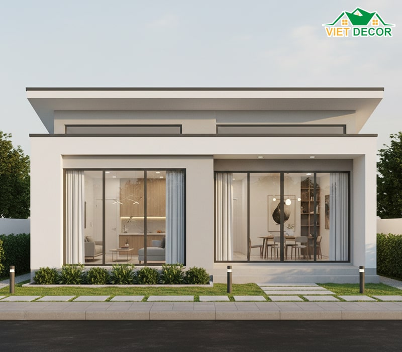 Nhà cấp 4 mái bằng 120m2 trẻ trung, giá rẻ