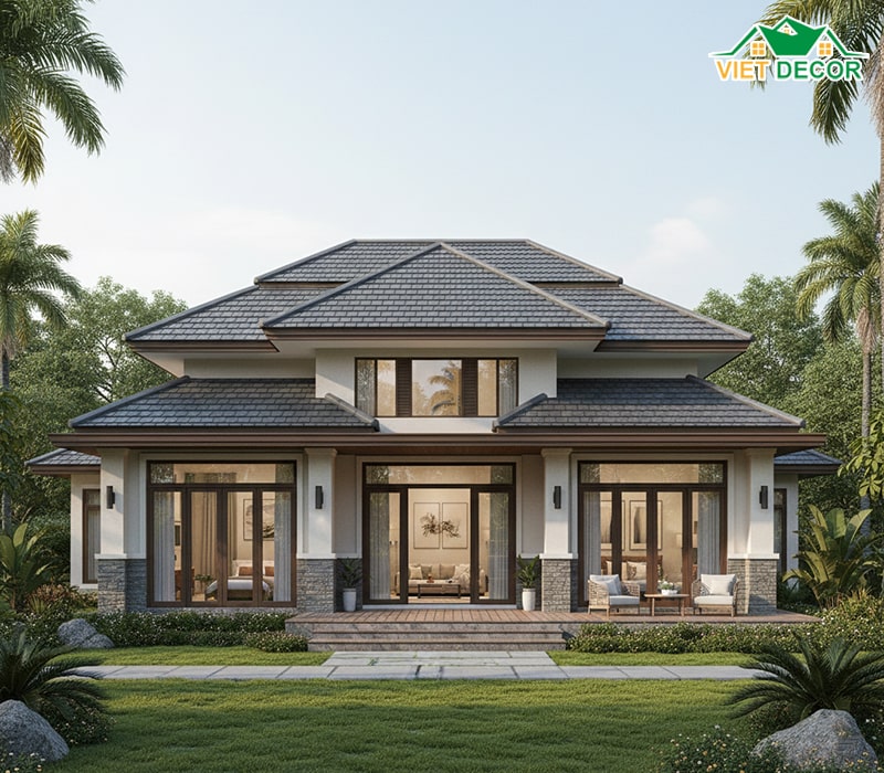 Mẫu nhà cấp 4 mái Thái 3 phòng ngủ sang trọng