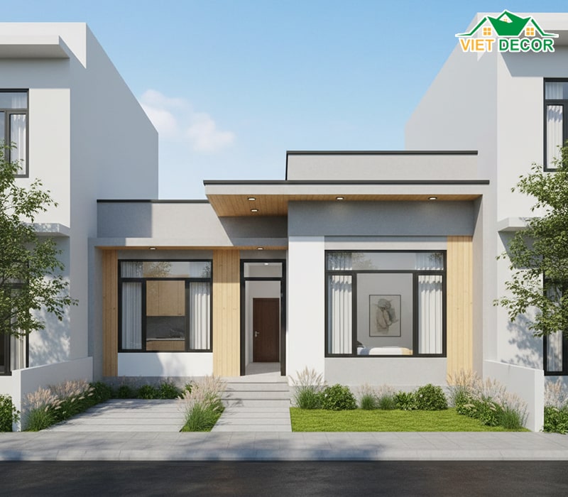 Thiết kế nhà cấp 4 mái bằng hiện đại, giá rẻ