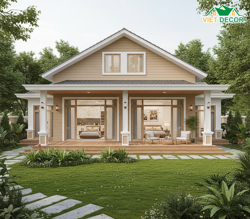 Mẫu nhà cấp 4 giả biệt thự nhà vườn (Diện tích lớn >120m²)