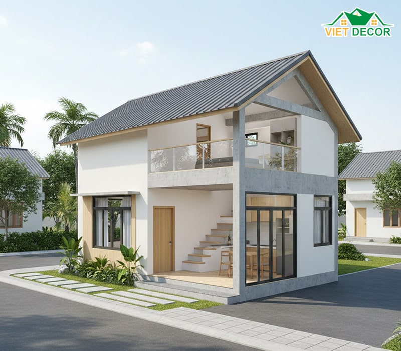 mẫu nhà cấp 4 có gác lửng giá 500 triệu