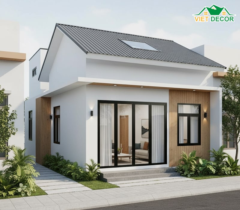 Mẫu nhà cấp 4 5x20 mái tôn kiểu nhà ống