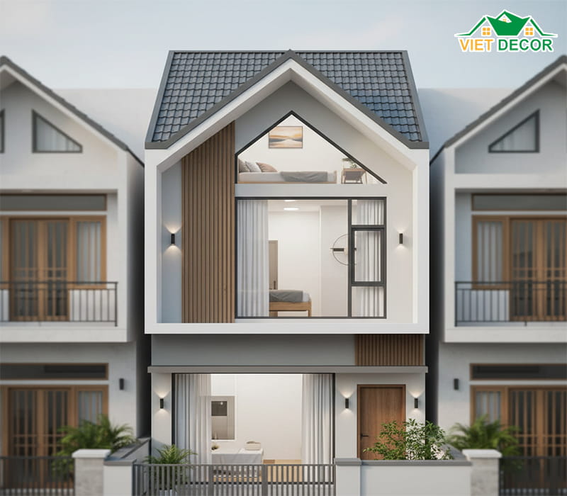 Thiết kế nhà gác lửng 5x15 mái tôn kim cương để tiết kiệm chi phí