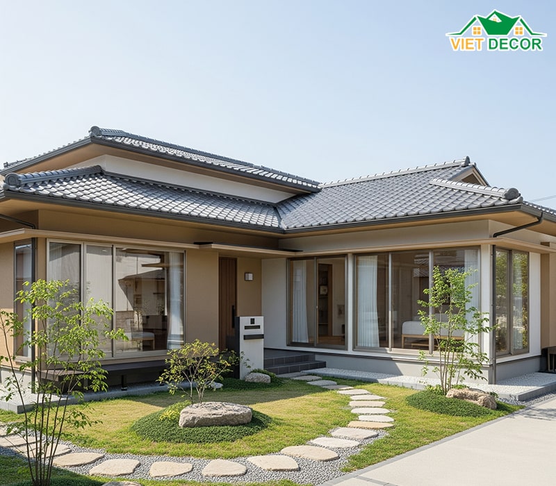 Mẫu nhà cấp 4 mái Nhật 100m2 kiểu chữ L tối ưu không gian