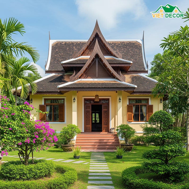 Mẫu nhà cấp 4 nông thôn 3 phòng ngủ mái Thái