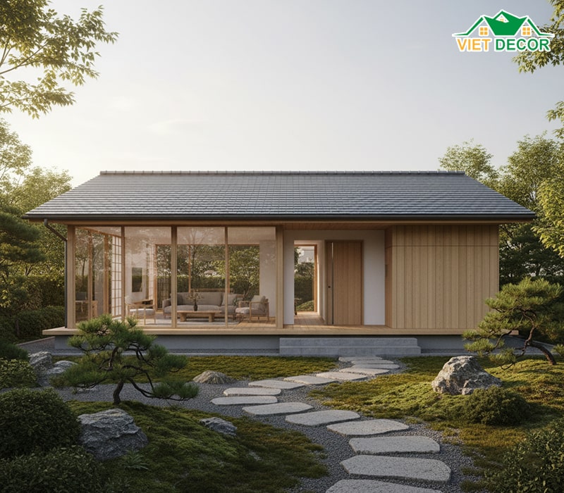 Mẫu nhà cấp 4 7x15m mái Nhật