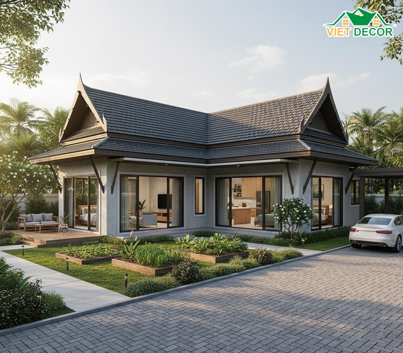 Mẫu nhà cấp 4 7x15m chữ L
