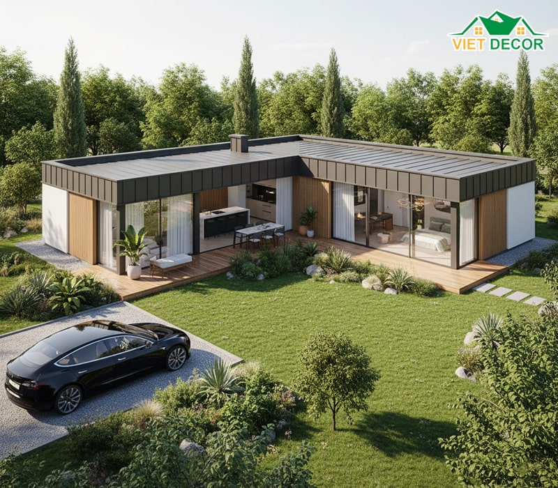 Mẫu nhà cấp 4 7x15m chữ L