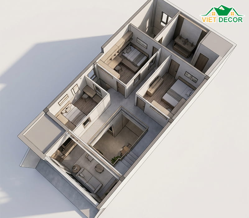 Bố trí không gian gác lửng (Mezzanine)