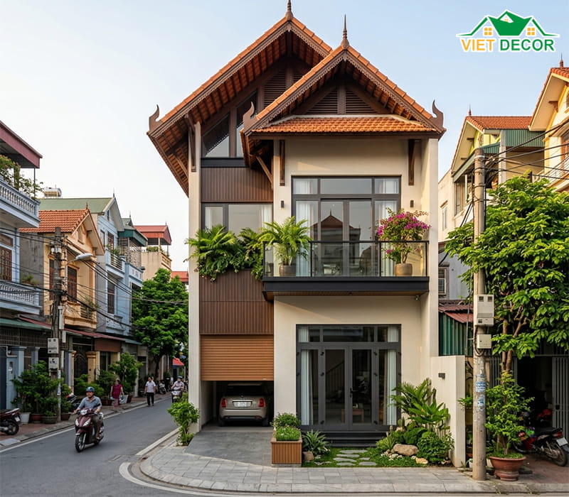 Thiết kế nhà gác lửng 5x12 mái Thái sang trọng