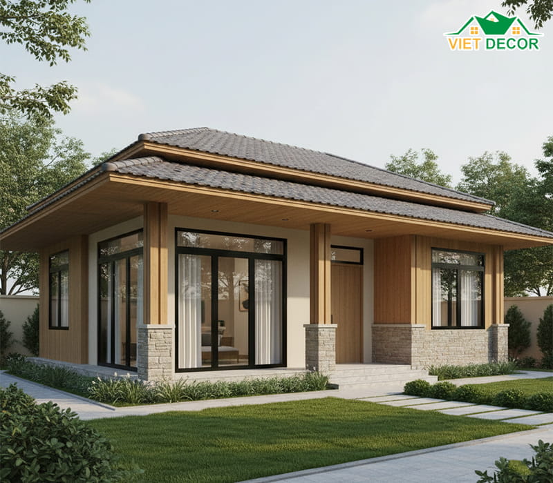 Mẫu nhà mái Nhật 1 tầng (nhà cấp 4)