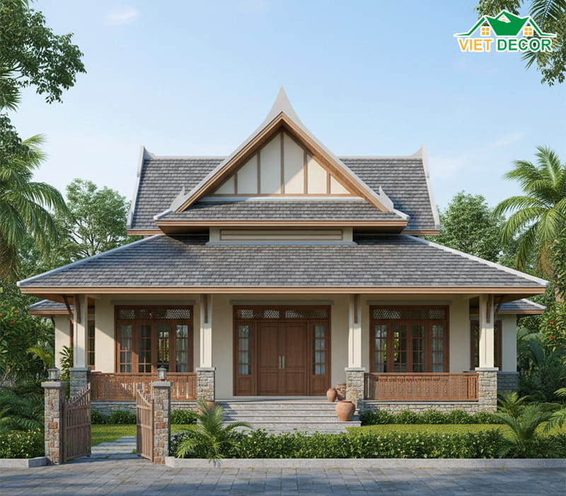 mẫu nhà mái Thái 1 tầng 3 phòng ngủ 100m2
