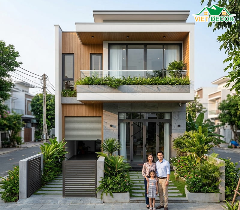 Mẫu nhà ngang 12m sâu 8m 2 tầng