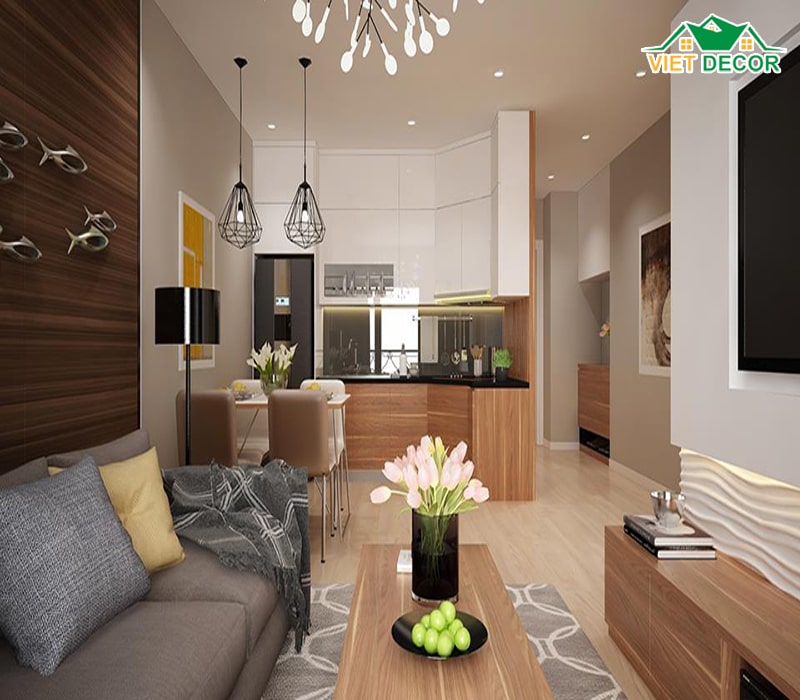 Thiết kế không gian mở liên thông phòng khách - bếp