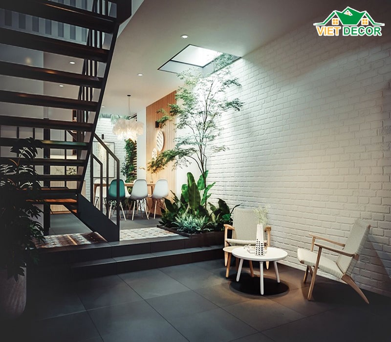 mẫu nhà 4x15m có giếng trời đẹp, tràn ngập ánh sáng tự nhiên