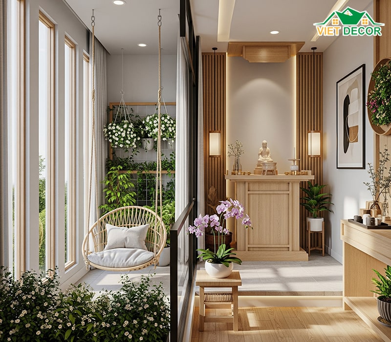 Thiết kế phòng thờ và ban công hợp phong thủy