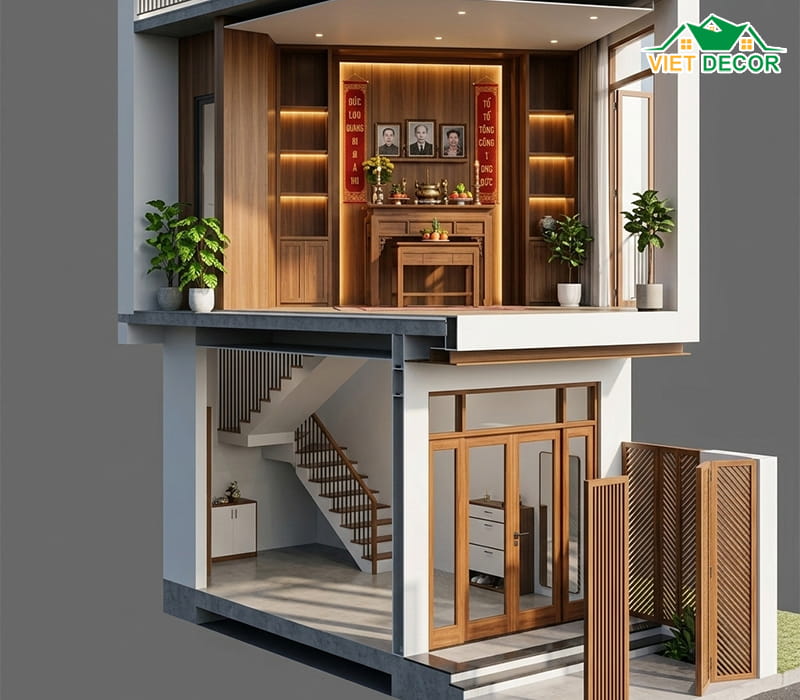 Hướng cửa chính và cách bố trí bàn thờ