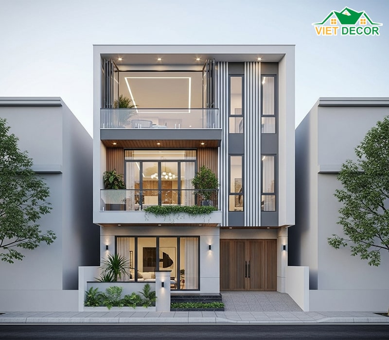 mẫu nhà ống 3 tầng có gác lửng