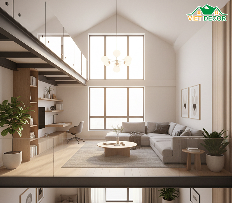 Thiết kế gác lửng làm phòng khách