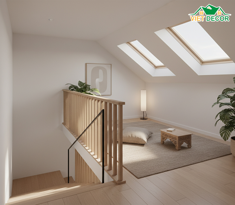 Bố trí gác lửng làm phòng thờ trang nghiêm