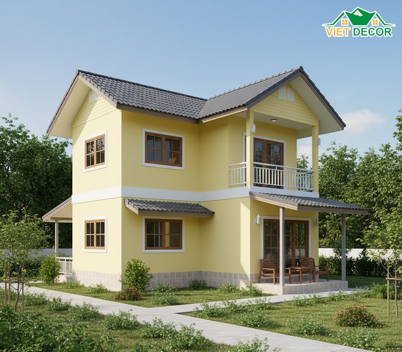 Mẫu nhà vườn 2 tầng nông thôn đơn giản (Chi phí thấp)