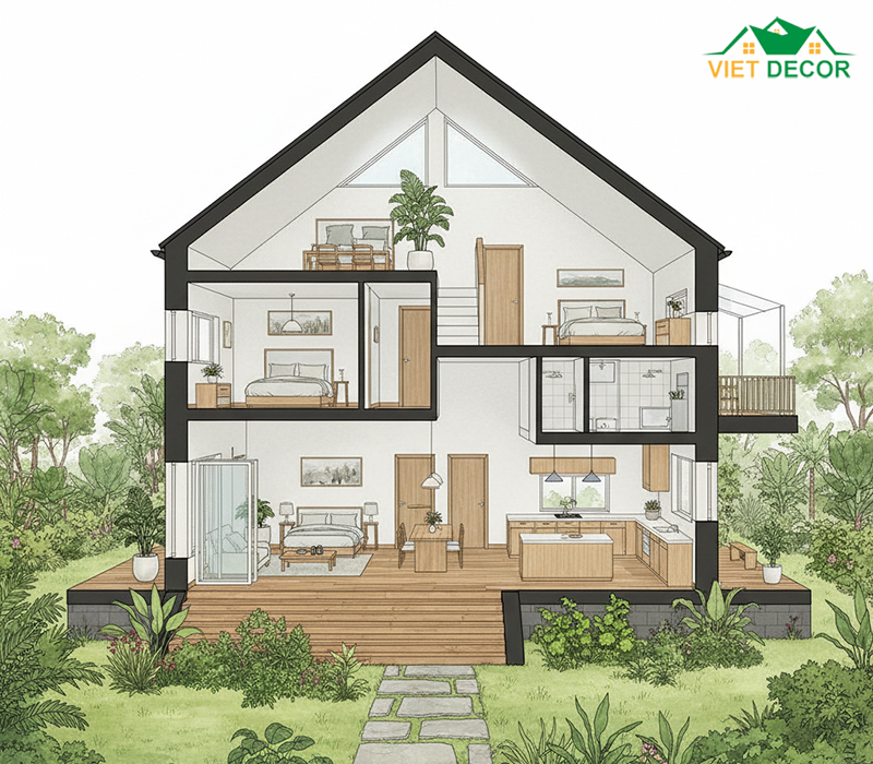 Bản vẽ mặt bằng công năng 4 phòng ngủ