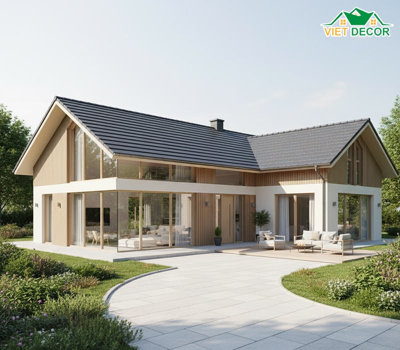 Mẫu nhà 1 tầng 4 phòng ngủ 150m2